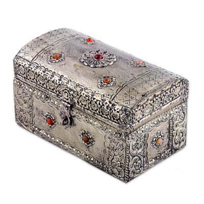 Brass Jewellery box, 'Blossoming Clouds' - Original Brass Jewellery Box from India