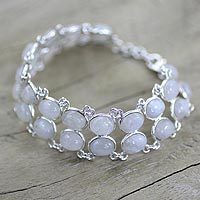 Rainbow moonstone link bracelet, Enchanted Mystery