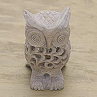 Soapstone sculpture, 'Lattice Owl'