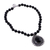 Onyx pendant necklace, 'Floral Tear' - Onyx and Sterling Silver Necklace Fair Trade Jewelry (image 2c) thumbail