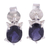 Iolite button earrings, 'Crystal Turtle' - Artisan jewellery Earrings Sterling Silver and Iolite (image 2a) thumbail