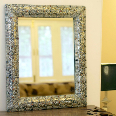 Espejo - Espejo de pared de latón repujado de colección