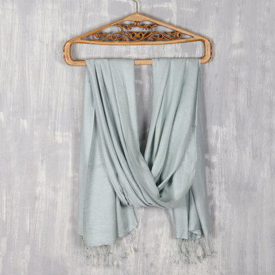 Silk shawl, 'Pale Dawn Sky' - Silk shawl
