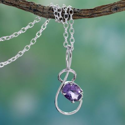 Amethyst pendant necklace, 'Melody' - Amethyst pendant necklace