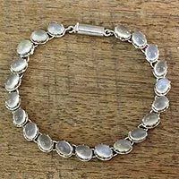 Moonstone bracelet, 'Cloud Circlet' - Indian Bracelet Moonstone on Sterling Silver