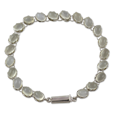 Moonstone bracelet, 'Cloud Circlet' - Indian Bracelet Moonstone on Sterling Silver