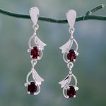 Garnet earrings, 'Buds of Passion' - Garnet earrings