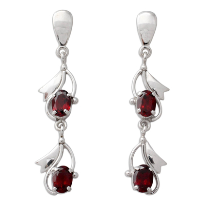 Garnet earrings, 'Buds of Passion' - Garnet earrings