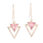 Sterling silver dangle earrings, 'One Direction' - Handcrafted Sterling Silver Earrings with Cubic Zirconia