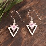 Sterling silver dangle earrings, 'One Direction' - Handcrafted Sterling Silver Earrings with Cubic Zirconia