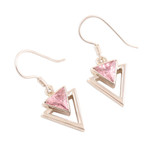 Sterling silver dangle earrings, 'One Direction' - Handcrafted Sterling Silver Earrings with Cubic Zirconia