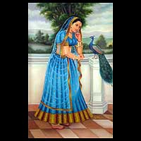 'La reina solitaria' - Retrato de una reina india al óleo sobre lienzo