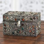 Brass jewelry box, 'Majestic View' - Repousse Brass Jewelry Box