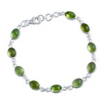 Peridot link bracelet, 'Elegant' - Peridot and Sterling Silver Link Bracelet from India