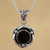 Onyx pendant necklace, 'Black Rose' - Onyx Pendant in Sterling Silver Necklace Flower Jewellery
