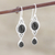 Onyx dangle earrings, 'Mystery' - Hand Made Jewelry Sterling Silver and Onyx Earrings