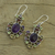 Amethyst and peridot dangle earrings, 'Purple Peacock' - Multicolor Multigem Earrings in Sterling Silver (image 2b) thumbail