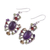 Amethyst and peridot dangle earrings, 'Purple Peacock' - Multicolor Multigem Earrings in Sterling Silver (image 2c) thumbail