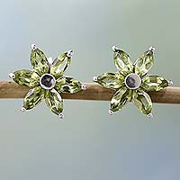 Peridot earrings, 'Summer Blossom'