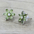 Peridot earrings, 'Summer Blossom' - Women's Floral Sterling Silver Button Peridot Earrings (image 2b) thumbail