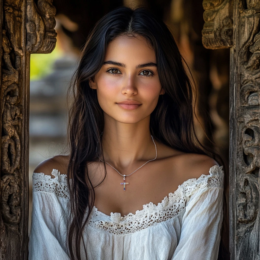 UNICEF Market Handmade Multigem Cross Sterling Silver Religious