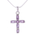 Collar cruz amatista - Cruz de amatista en collar de plata de ley joyería religiosa