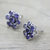 Iolite earrings, 'Cornflowers' - Floral Sterling Silver Button Iolite Earrings from India (image 2d) thumbail