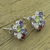 Multi-gemstone button earrings, 'Flowers' - Hand Crafted Floral Sterling Silver Button Multigem Earrings (image 2b) thumbail