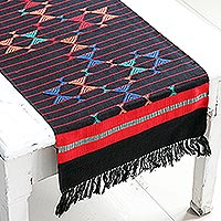 Cotton table runner, 'Colorful Constellations' - Hand-woven Cotton Runner Table Linen from India