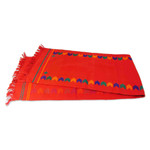 Cotton table runner, 'Festive India' - Handcrafted Cotton Red Runner Table Linen