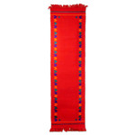 Cotton table runner, 'Festive India' - Handcrafted Cotton Red Runner Table Linen
