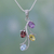 Garnet and citrine floral necklace, 'Summer Promise' - Gemstone Necklace Artisan Silver Jewelry from India (image 2) thumbail