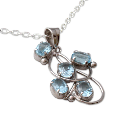 Topaz pendant necklace, 'Blue Quintet' - Topaz pendant necklace