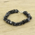 Snowflake obsidian beaded bracelet, 'Frosty Morn' - Hand Crafted Beaded Obsidian Bracelet thumbail