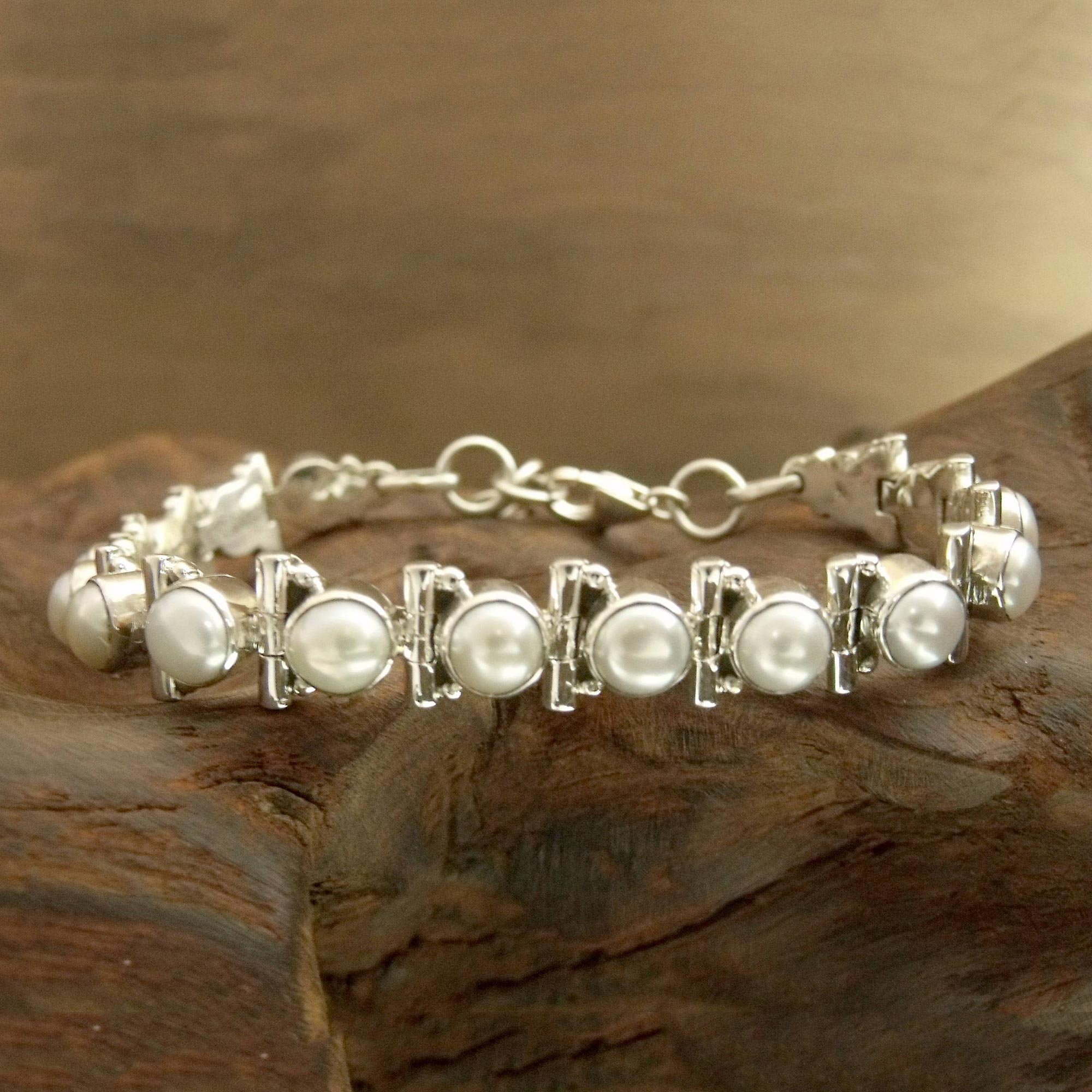 Sterling Silver Pearl Bracelet 