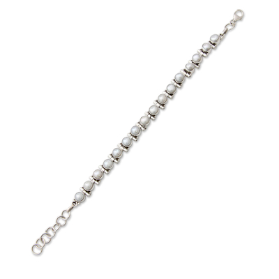 Pearl tennis bracelet, 'Pure Chic' - Women's Jewelry Bridal Sterling Silver Pearl Bracelet