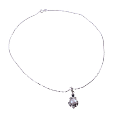 Pearl pendant necklace, 'Cloud of Desire' - Artisan Crafted Sterling Silver Necklace with Pearl Pendant 