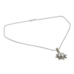 Pearl pendant necklace, 'Quiet Sun' - Pearl Necklace Sun and Moon Sterling Silver Pendant