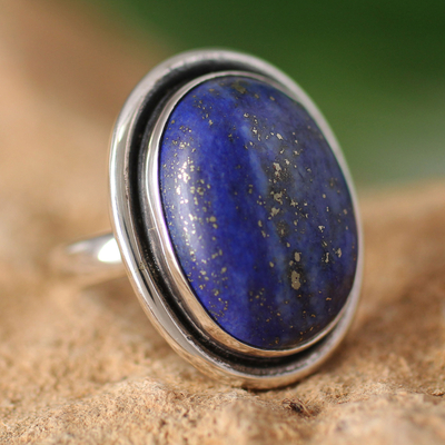 Lapis lazuli cocktail ring, 'Universe' - Lapis Lazuli Cocktail Ring in Sterling Silver Jewellery