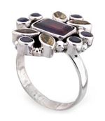 Garnet and citrine cocktail ring, 'Splendor' - Garnet and Citrine Multigem Ring