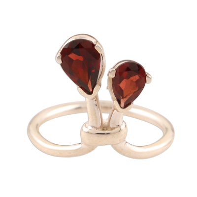 India Sterling Silver and Garnet Ring Birthstone Jewelry