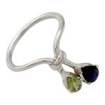 Peridot and iolite cocktail ring, 'You and Me' - Iolite and Peridot Ring India Silver Jewelry