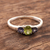 Iolite and peridot 3 stone ring, 'Blue Embrace' - Peridot and Iolite Ring on Sterling Silver from India thumbail