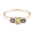 Iolite and peridot 3 stone ring, 'Blue Embrace' - Peridot and Iolite Ring on Sterling Silver from India (image 2a) thumbail