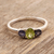 Iolite and peridot 3 stone ring, 'Blue Embrace' - Peridot and Iolite Ring on Sterling Silver from India (image 2b) thumbail