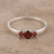 Garnet 3 stone ring, 'Passion's Glow' - Garnet Ring India Birthstone Jewelry thumbail