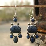 Lapis lazuli earrings, 'Midnight Stars' - Hand Crafted Sterling Silver and Lapis Lazuli Earrings