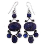 Lapis lazuli earrings, 'Midnight Stars' - Hand Crafted Sterling Silver and Lapis Lazuli Earrings