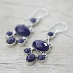Lapis lazuli earrings, 'Midnight Stars' - Hand Crafted Sterling Silver and Lapis Lazuli Earrings