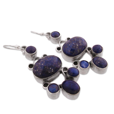 Lapis lazuli earrings, 'Midnight Stars' - Hand Crafted Sterling Silver and Lapis Lazuli Earrings